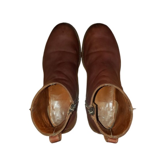 HELM Pablo Men's US 10.5 M Brown Moto-Inspired Leather Zip Up Ankle Boots - Picture 8 of 11